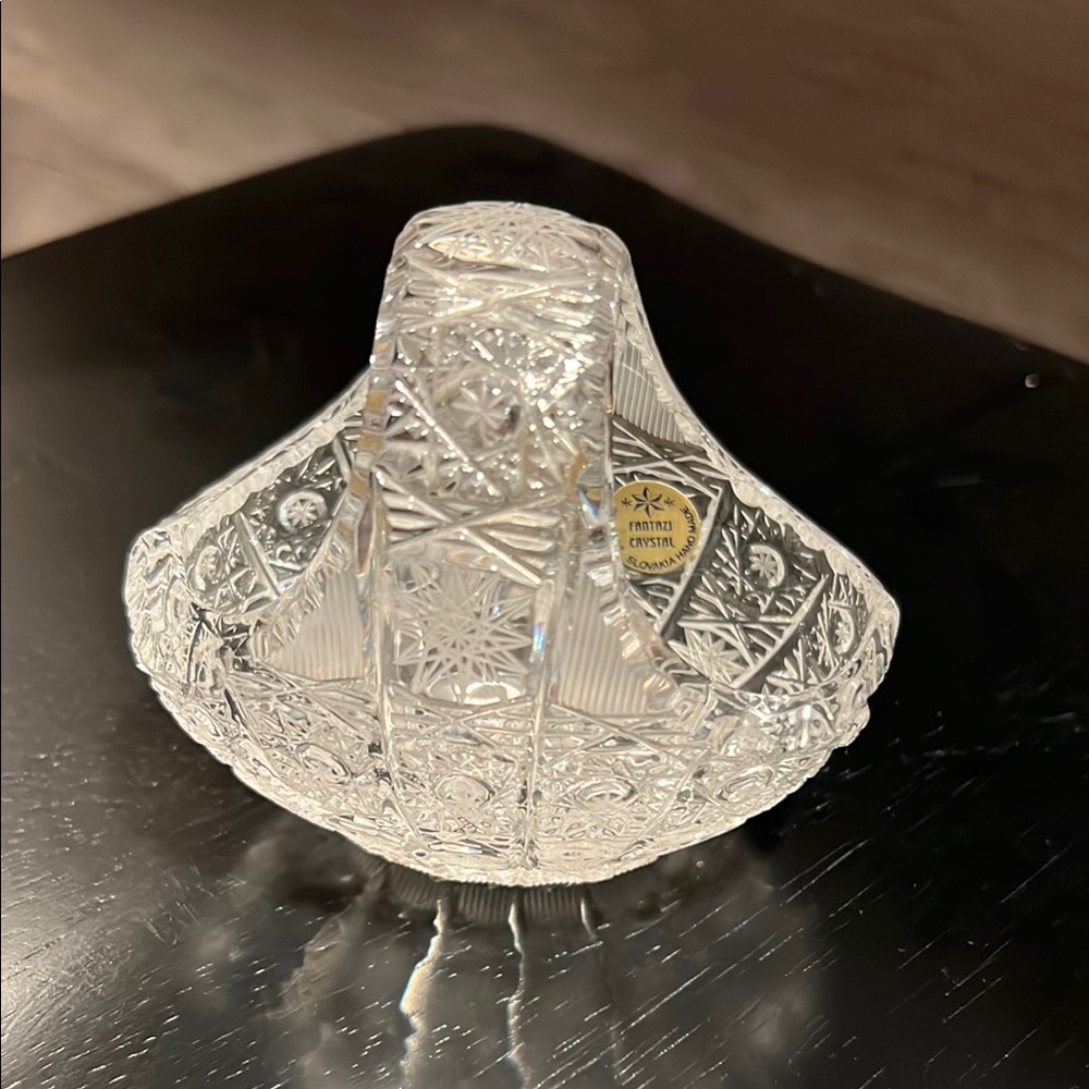 Vintage Crystal Cut Glass Basket